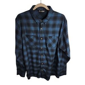Travis Mathew Give It a Try Plaid Button Up Shirt Men's Size XL Estate Blue Flaw